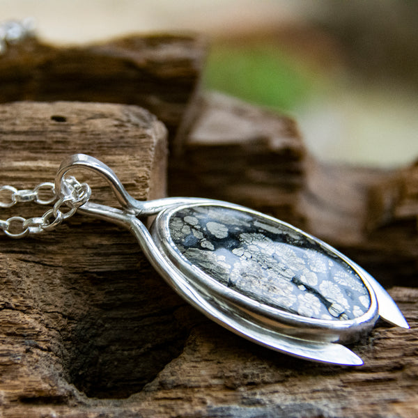 One of a kind sterling silver and stone pendant