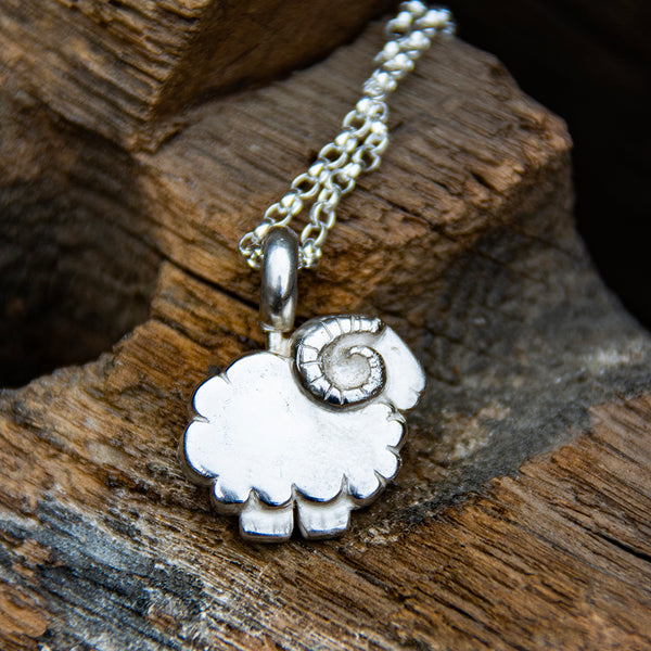 Sheep pendant, solid sterling silver. Hallmarked