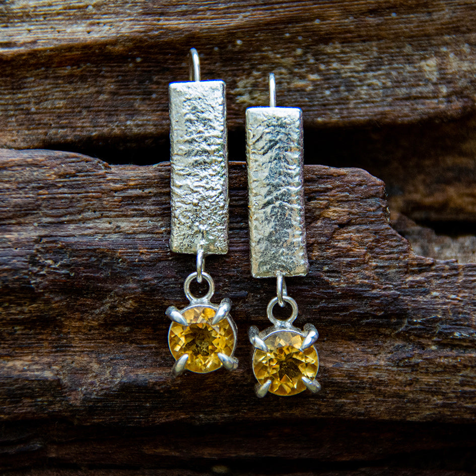 Citrine and sterling silver drop earrings
