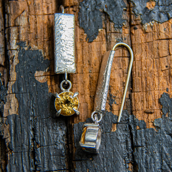 Textured silver and sparkling gold citrine