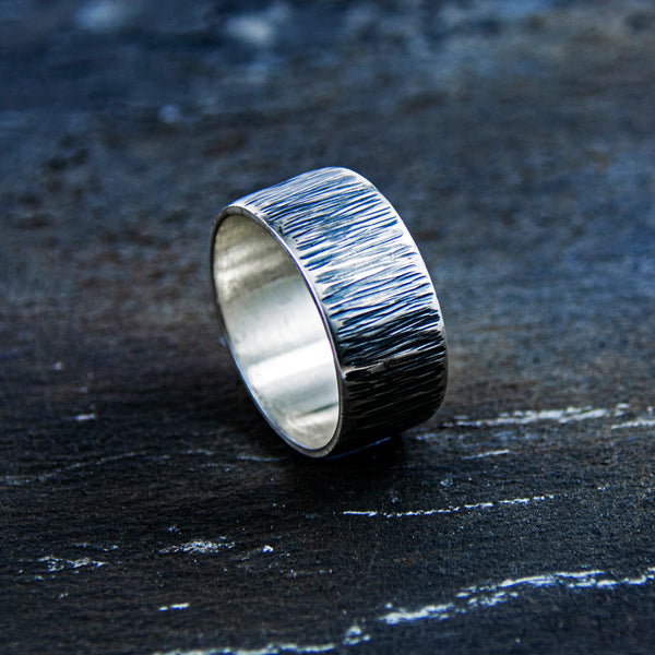 Sterling silver, textured, oxidised ring