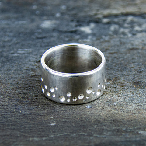 Chunky wide sterling silver ring band