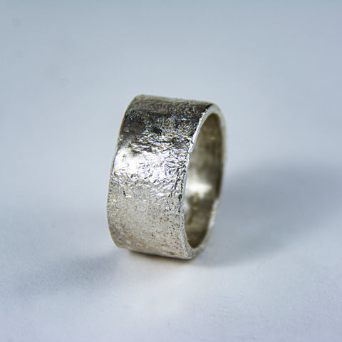 One of a kind sterling 'Edge of destruction" silver ring. 