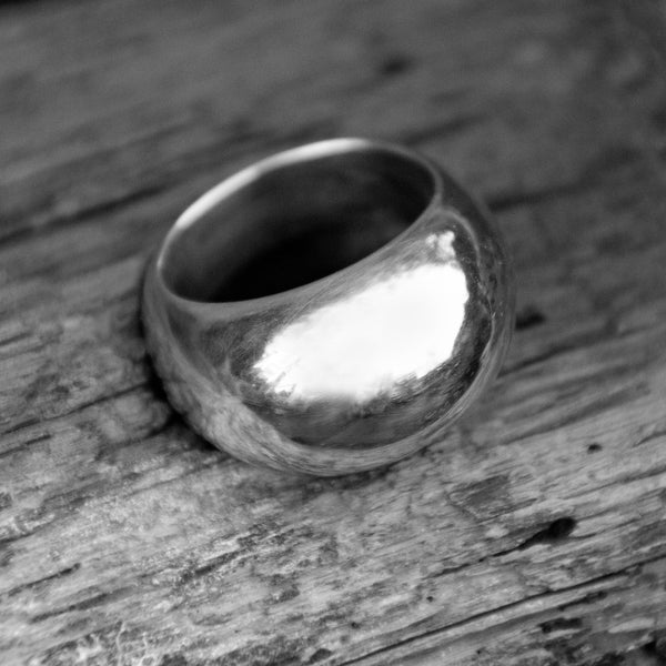 Modern handmade silver ring