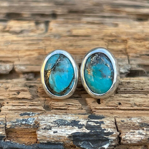 Turquoise earrings. Sterling silver ear studs 