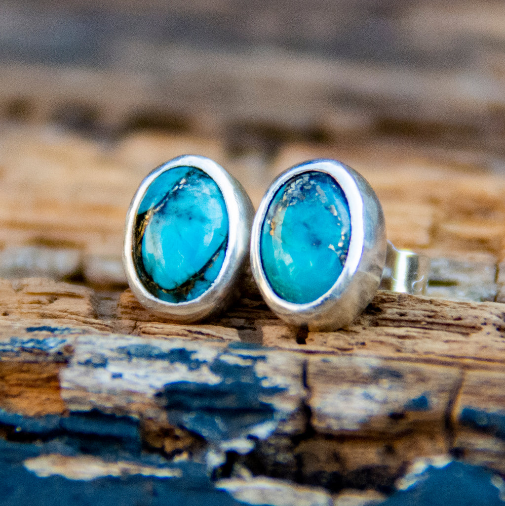 Oval hot sale turquoise earrings